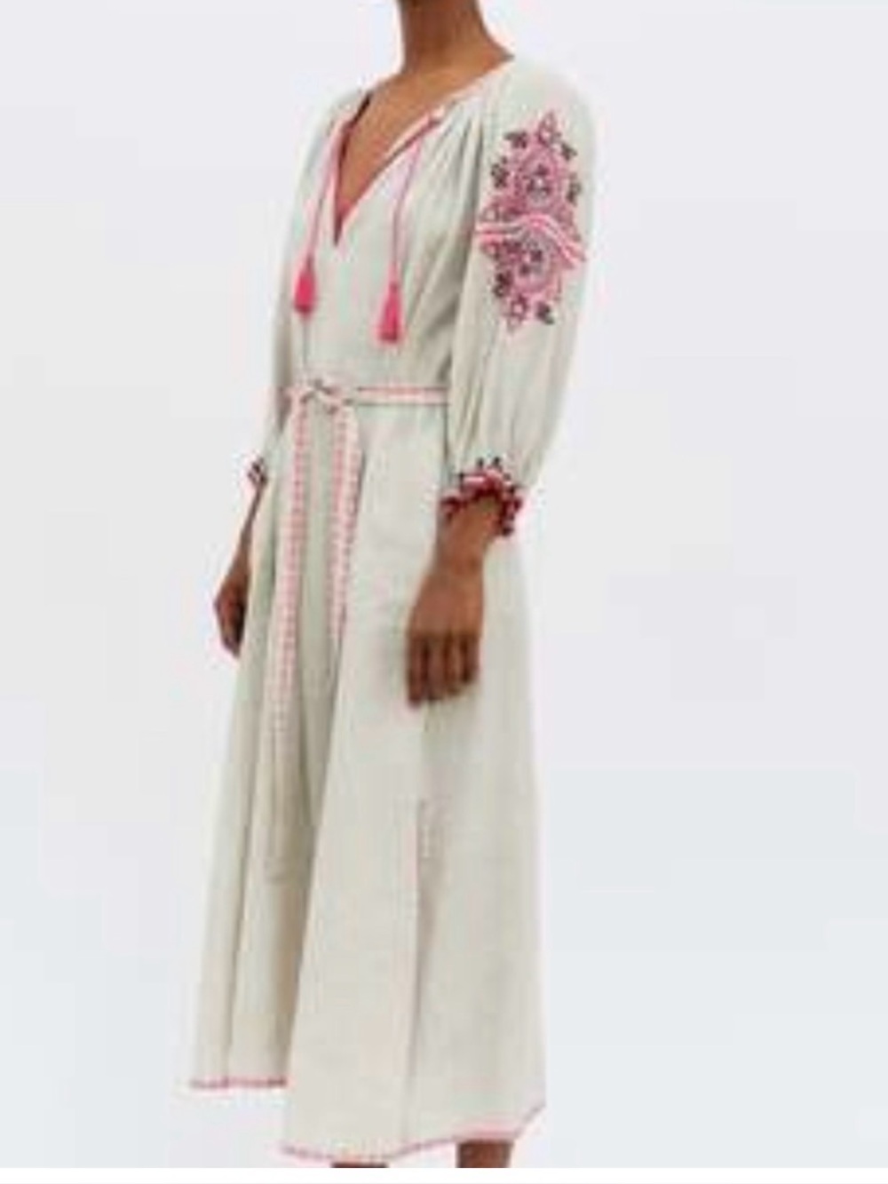 Ulla Johnson Sage Maxi Dress with Pink Embroidery